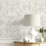 Spring Festival | Warm Neutrals and Beiges Asian and Chinoiseries Wallpaper for Entryway, Office, and Powder Room