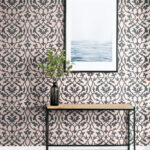 Arabesque | Pinks Damasks and Scrolls Wallpaper for Accent Wall, Powder Room, and Entryway