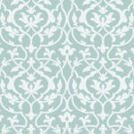 Arabesque | Aquas and Teals Damasks and Scrolls Wallpaper for Bedroom, Kitchen, and Accent Wall