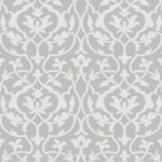 Arabesque | Silvers and Pewters Damasks and Scrolls Wallpaper for Bedroom, Powder Room, and Office