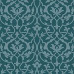 Arabesque | Aquas and Teals Damasks and Scrolls Wallpaper for Office, Nursery, and Powder Room