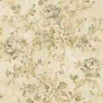 Floral Scroll - Taupe and Bronze | Browns and Taupes Damasks and Scrolls Wallpaper for Accent Wall, Living Room, and Nursery