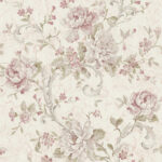 Floral Scroll - Purple Haze and Ivory | Purples and Wine Damasks and Scrolls Wallpaper for Accent Wall, Office, and Half Bath