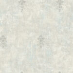Vintage Fleur de Lis - Metallic Silver and Greige