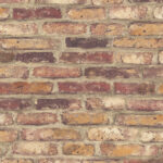 Vintage Bricks - Wine and Antique Gold | Reds Industrial Wallpaper for Kitchen, Hallway, and Accent Wall
