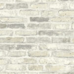 Vintage Bricks - Gray and Off-White | Grays Industrial Wallpaper for Entryway, Dining Room, and Bedroom