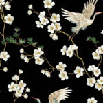 Swithins - Black | Blacks Asian and Chinoiseries Wallpaper for Half Bath, Kitchen, and Dining Room