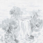 South Place Mural - Dove | Grays Ikat, Shibori and Watercolor Wallpaper for Accent Wall, Kitchen, and Powder Room