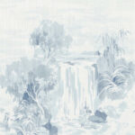 South Place Mural - Derya | Blues Ikat, Shibori and Watercolor Wallpaper for Living Room, Half Bath, and Dining Room