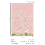 Vining Beauty Mural - Rose Petal | Pinks Trees and Leaves Wallpaper for Dining Room, Accent Wall, and Living Room
