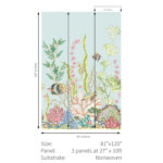 Nautical Mural - Island Blue | Blues Animals, Birds and Insects Wallpaper for Bedroom, Dining Room, and Office