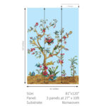 Tanzania Tree of Life Mural - Sky Blue | Blues Florals, Botanicals and Tropicals Wallpaper for Hallway, Powder Room, and Entryway
