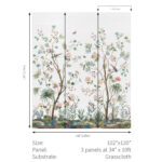 Charleston Garden Mural - Silver | Multicolors Trees and Leaves Wallpaper for Accent Wall, Half Bath, and Hallway