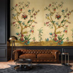 Tanzania Tree of Life Mural - Tuscan Gold | Golds Florals, Botanicals and Tropicals Wallpaper for Bedroom, Hallway, and Half Bath