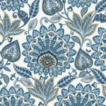 Sheffield - Prussian Blue | Blues Damasks and Scrolls Wallpaper for Living Room, Kitchen, and Entryway