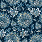 Sheffield Fabric - King of Prussia | Navys Damasks and Scrolls Wallpaper for Hallway, Kitchen, and Entryway