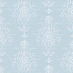 Anabelle - Misty Blue | Blues Damasks and Scrolls Wallpaper for Office, Living Room, and Kitchen