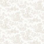 Eglantine - Pure White | Whites and Off Whites Toiles Wallpaper for Nursery, Bedroom, and Living Room