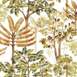 Cascade - New Penny | Browns and Taupes Trees and Leaves Wallpaper for Half Bath, Dining Room, and Entryway